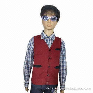 Kid's wool knitted vest, available in various sizes, styles, colors and fabric